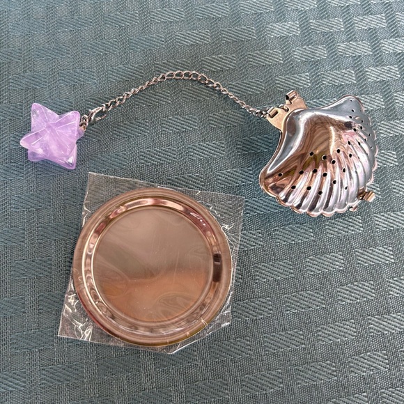 Stainless Steel Shell Tea Infuser with Amethyst Merkaba - Picture 1 of 2